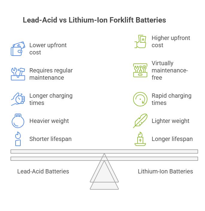 Lead-Acid vs Lithium-Ion Forklift Batteries